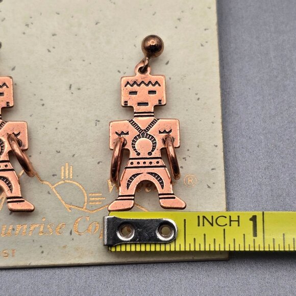 Wheeler Native American Kachina Doll Dangle Earrings 1.25" Stamped Made in USA - Picture 7 of 7